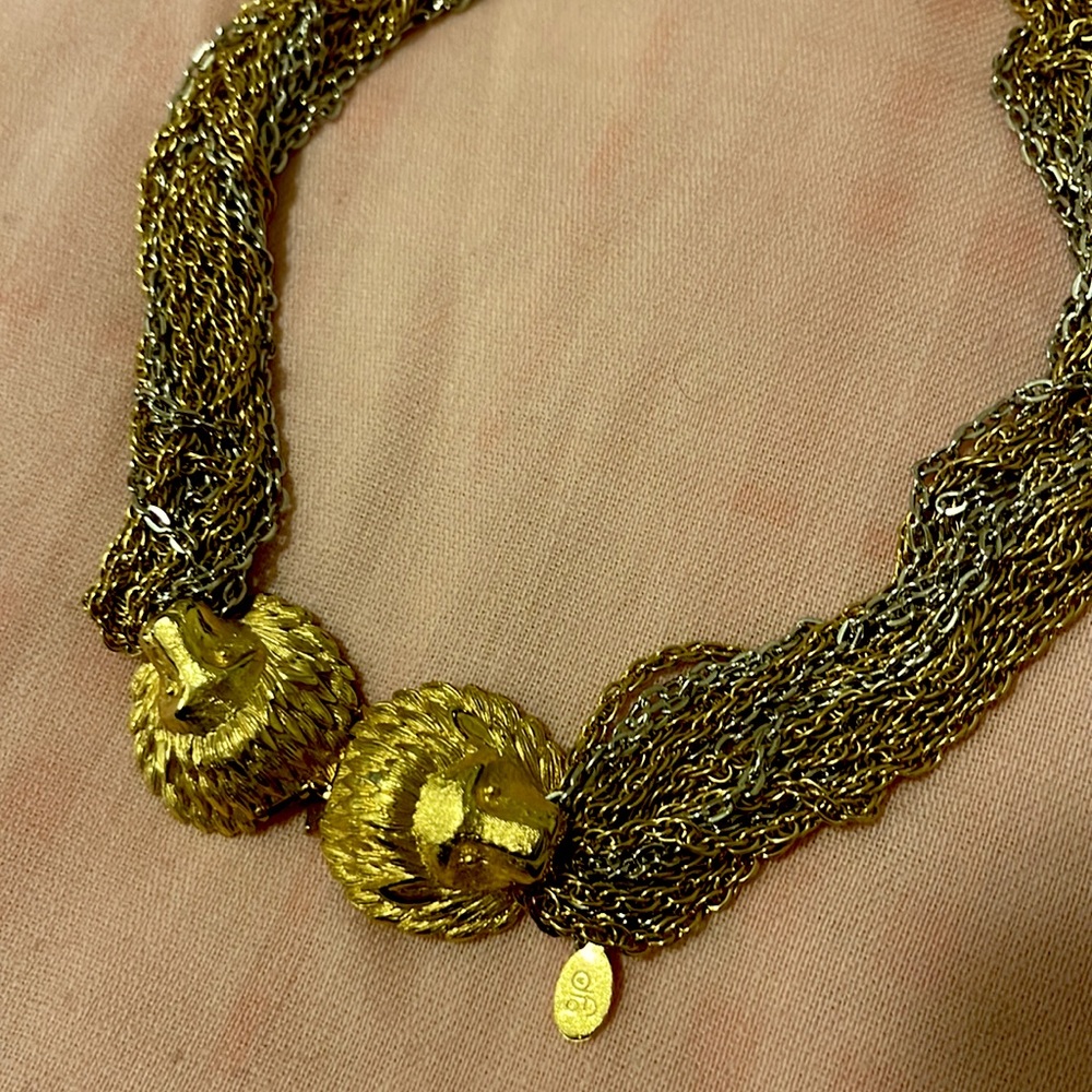 Vintage DVF (Diane Von Furstenberg) lions head multi strand choker